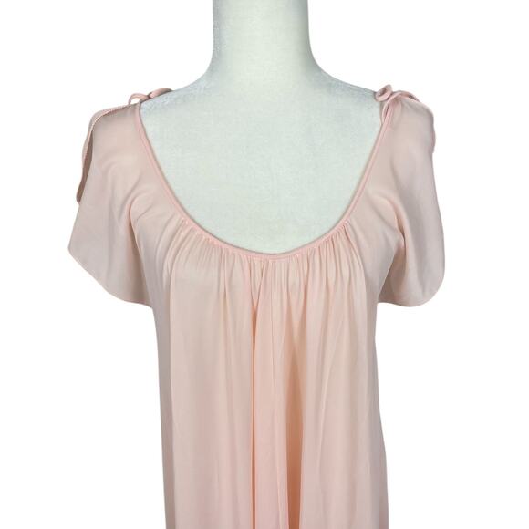 Vtg Blanche by Ralph Montenero Peach Nylon Full Length Gown Negligée Sheer Sz P - Picture 2 of 11